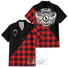 Abernethy Tartan Short Sleeve Button Shirt with Family Crest and Military Logo Style