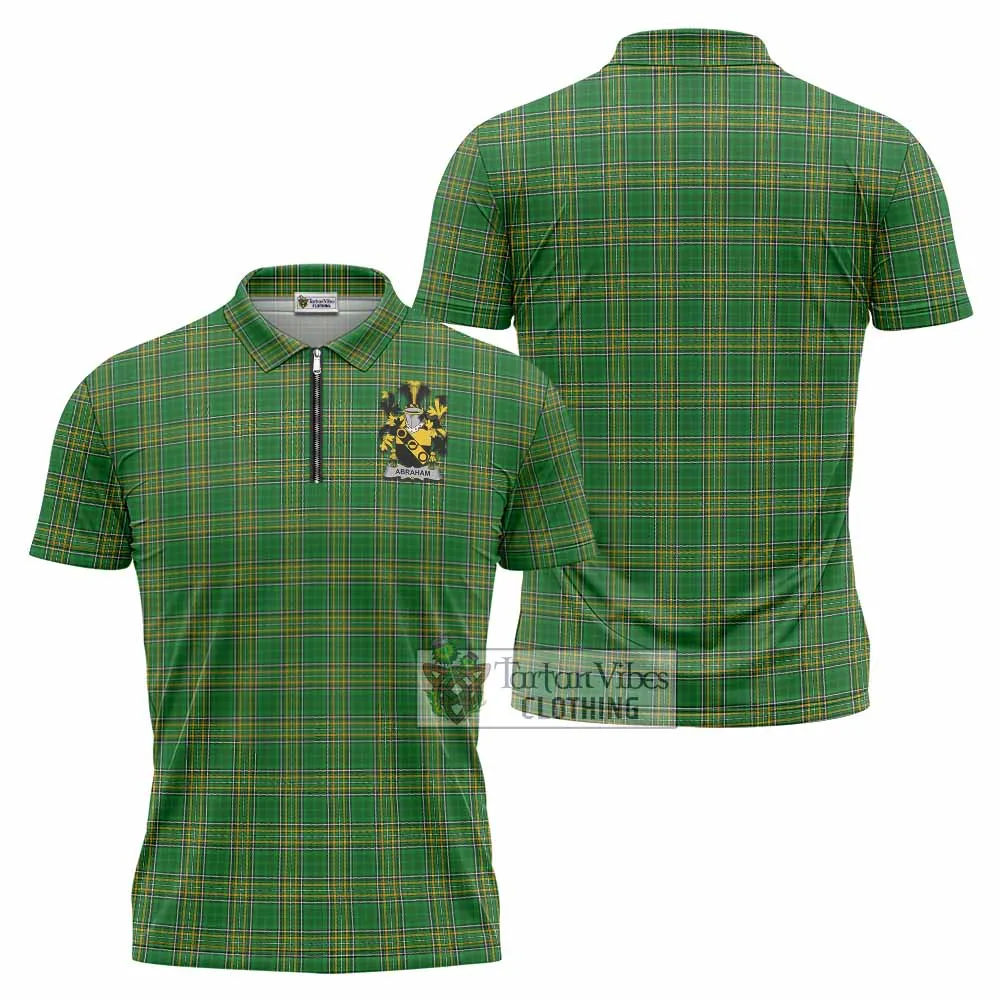 Abraham Irish Clan Tartan Zipper Polo Shirt with Coat of Arms