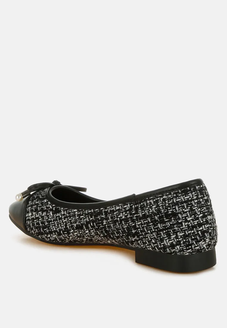 Acino Boucle Pearl Bow Ballerinas