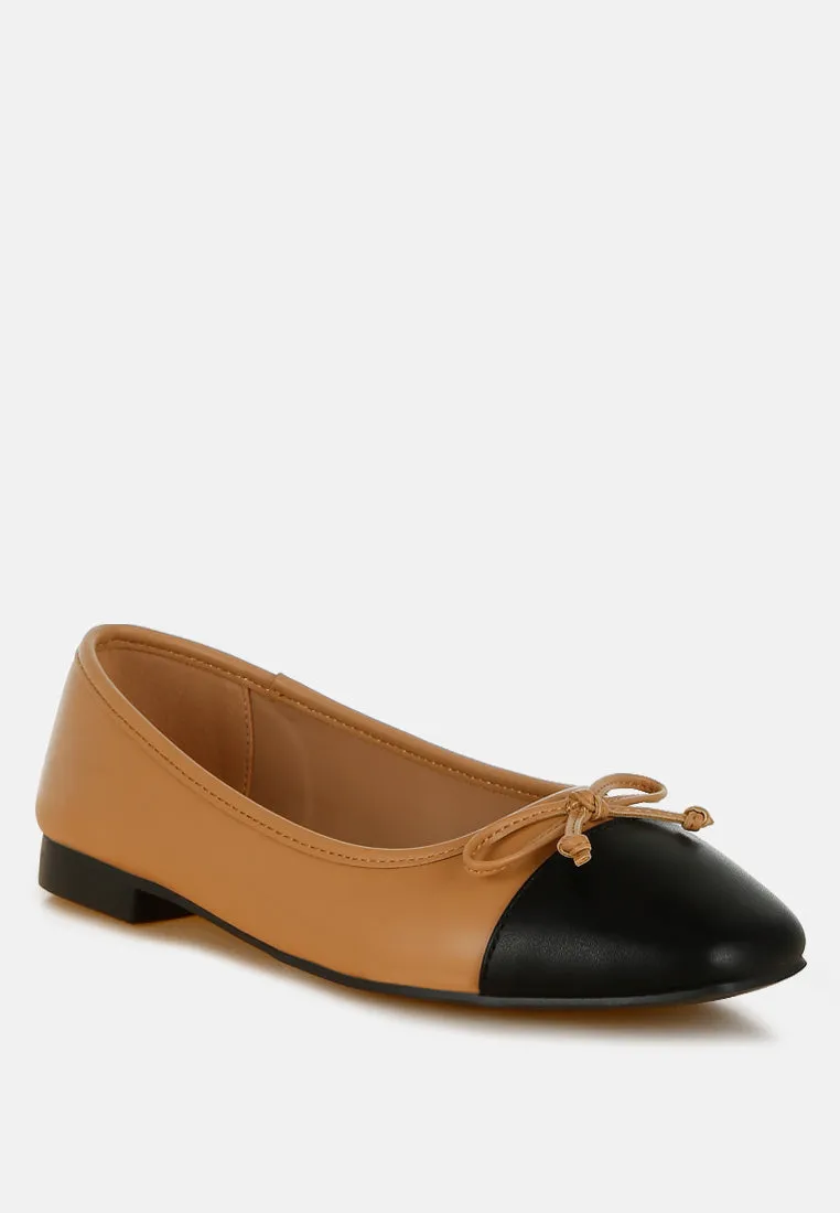 Acino Faux Leather Bow Detail Ballerinas