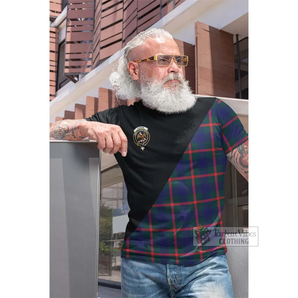 Agnew Tartan Cotton T-shirt with Family Crest and Military Logo Style