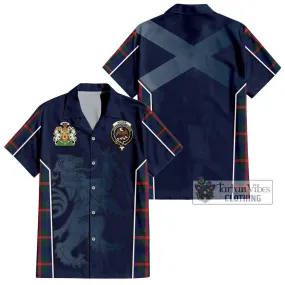 Agnew Tartan Short Sleeve Button Shirt with Family Crest and Lion Rampant Vibes Sport Style