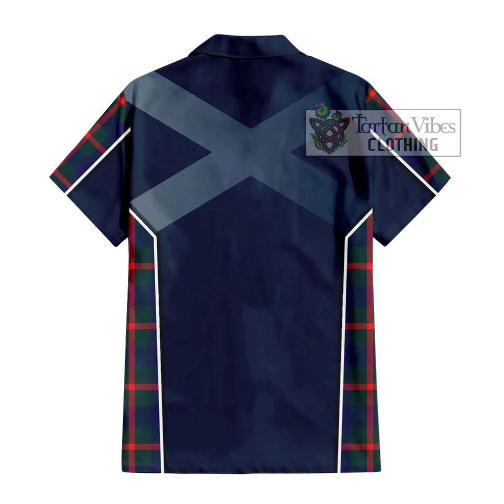 Agnew Tartan Short Sleeve Button Shirt with Family Crest and Lion Rampant Vibes Sport Style