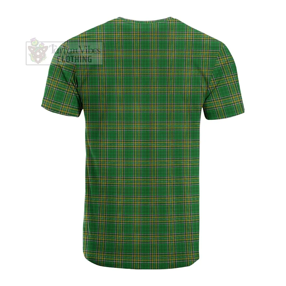 Aiken Irish Clan Tartan Cotton T-shirt with Coat of Arms