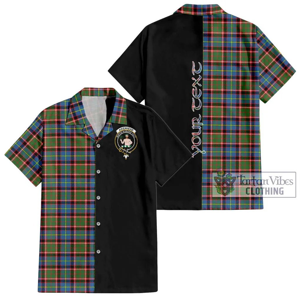 Aikenhead Tartan Short Sleeve Button Shirt with Family Crest and Half Of Me Style