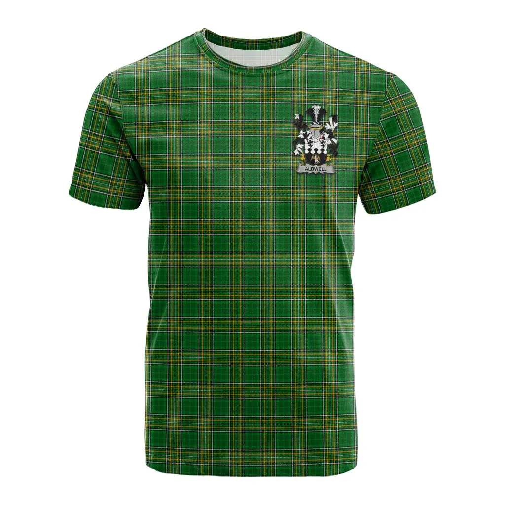 Aldwell Irish Clan Tartan Cotton T-shirt with Coat of Arms