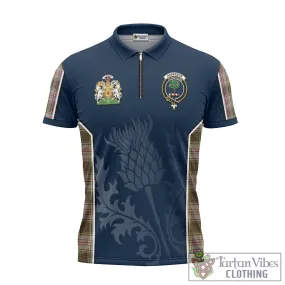 Anderson Dress Tartan Zipper Polo Shirt with Family Crest and Scottish Thistle Vibes Sport Style