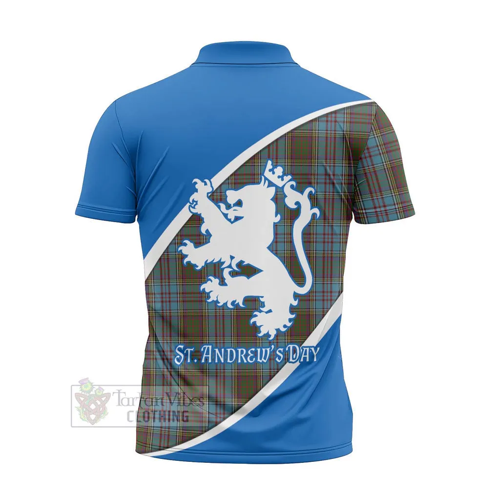 Anderson Family Crest Tartan Zipper Polo Shirt Celebrate Saint Andrew's Day in Style