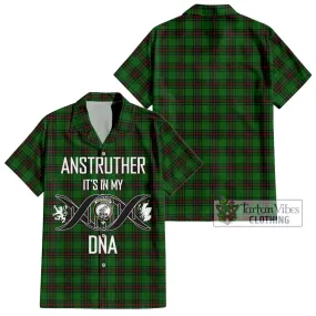 Anstruther Tartan Short Sleeve Button Shirt with Family Crest DNA In Me Style