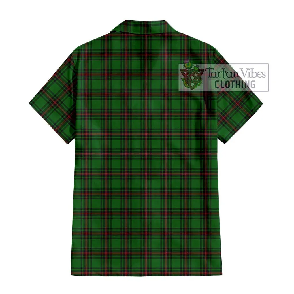 Anstruther Tartan Short Sleeve Button Shirt with Family Crest DNA In Me Style