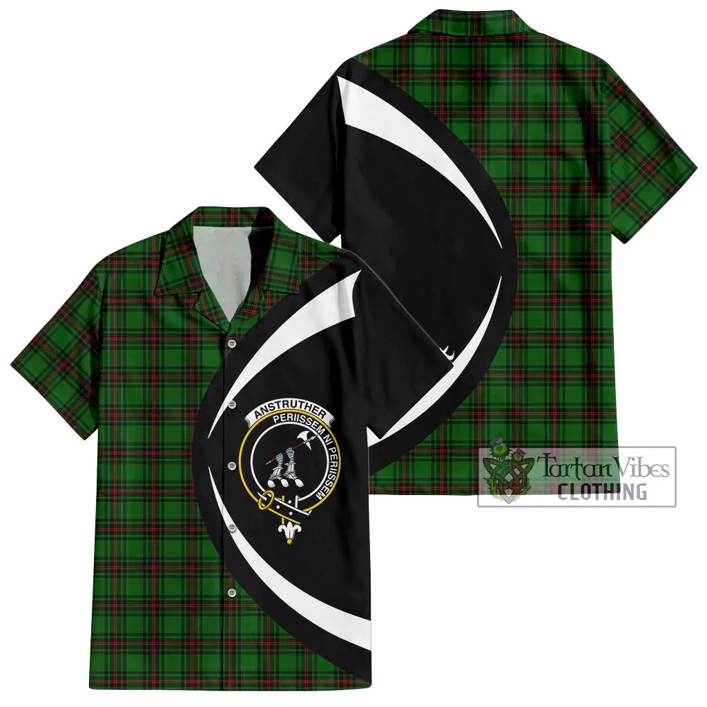 Anstruther Tartan Short Sleeve Button Up with Family Crest Circle Style