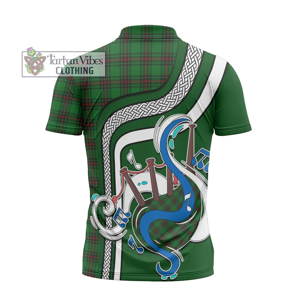 Anstruther Tartan Zipper Polo Shirt with Epic Bagpipe Style