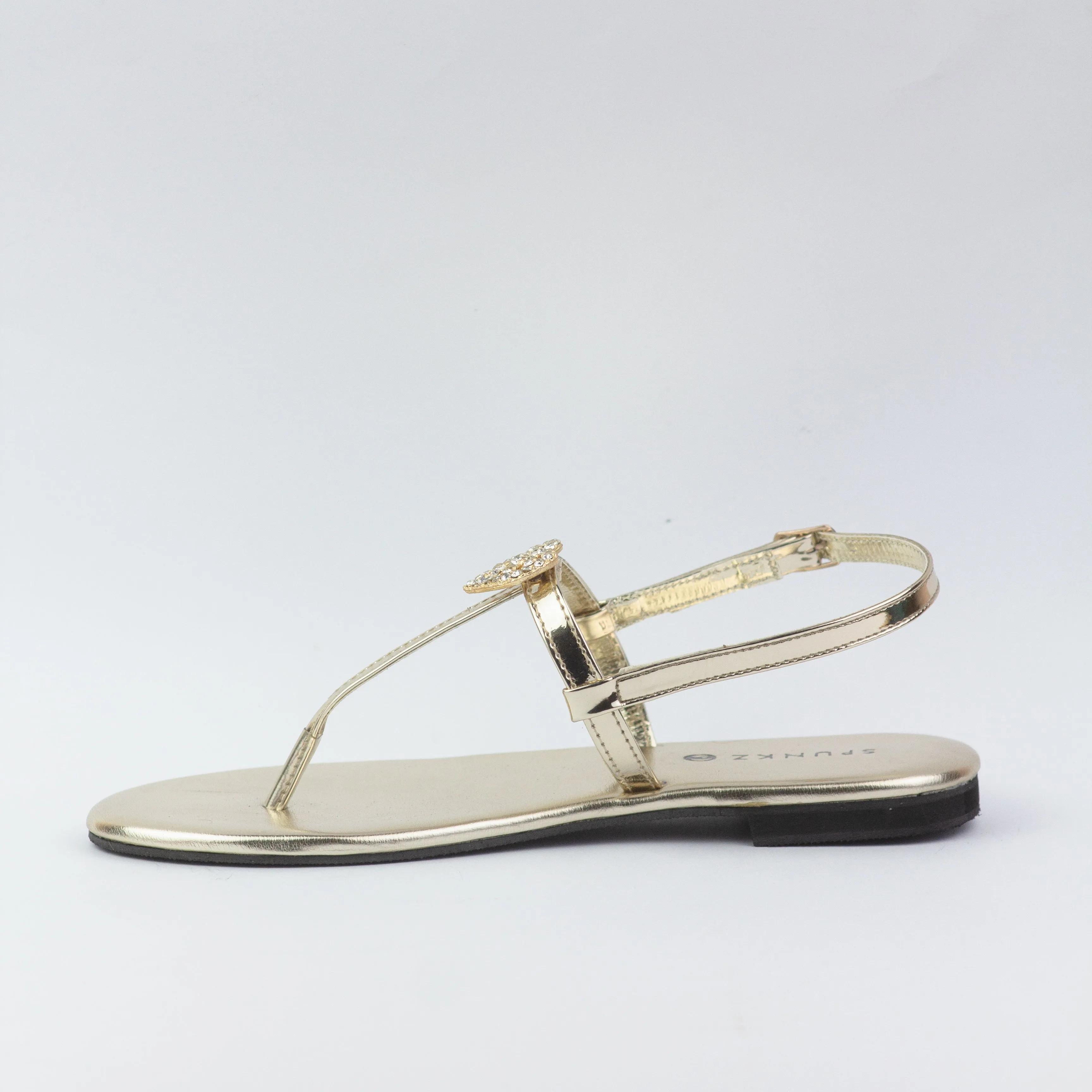 Anya Metallic Gold Strap Flip Flop Flat Thong Sandals