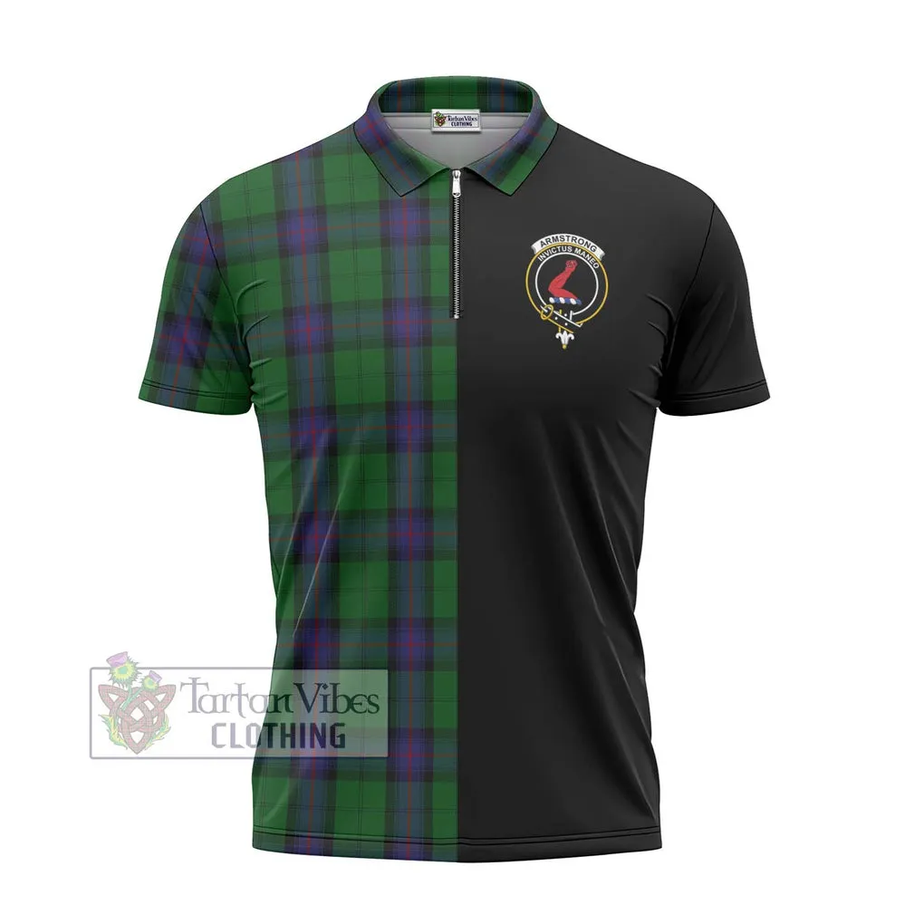 Armstrong Tartan Zipper Polo Shirt with Family Crest and Half Of Me Style