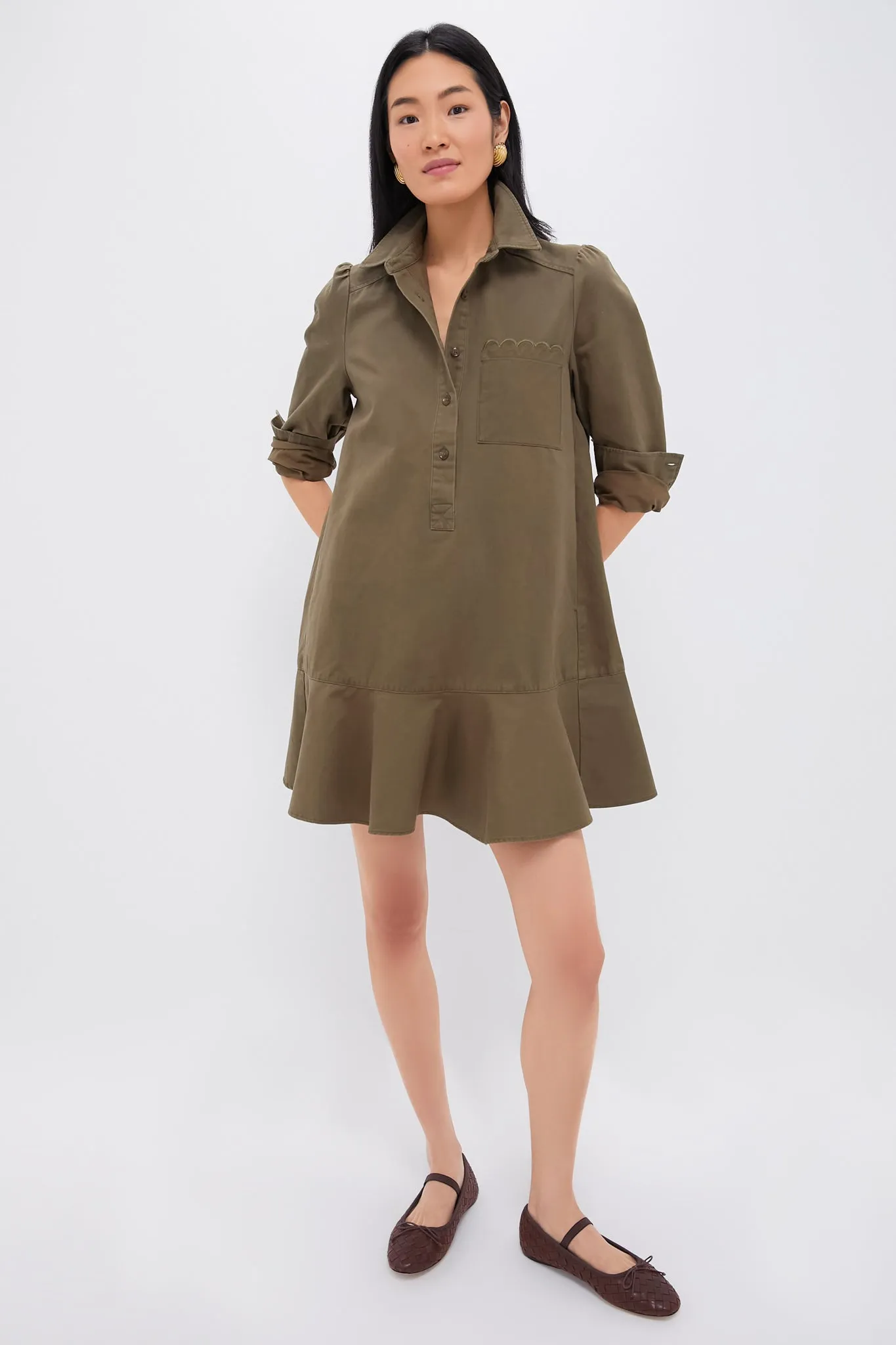 Army Green Chino Callahan Shirt Dress