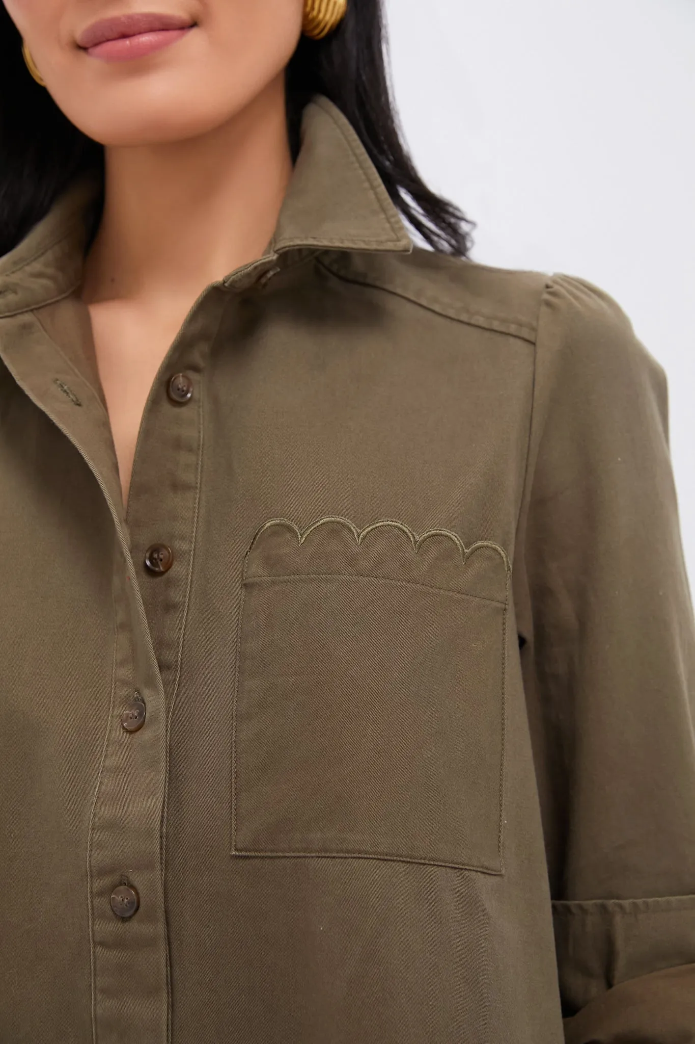 Army Green Chino Callahan Shirt Dress