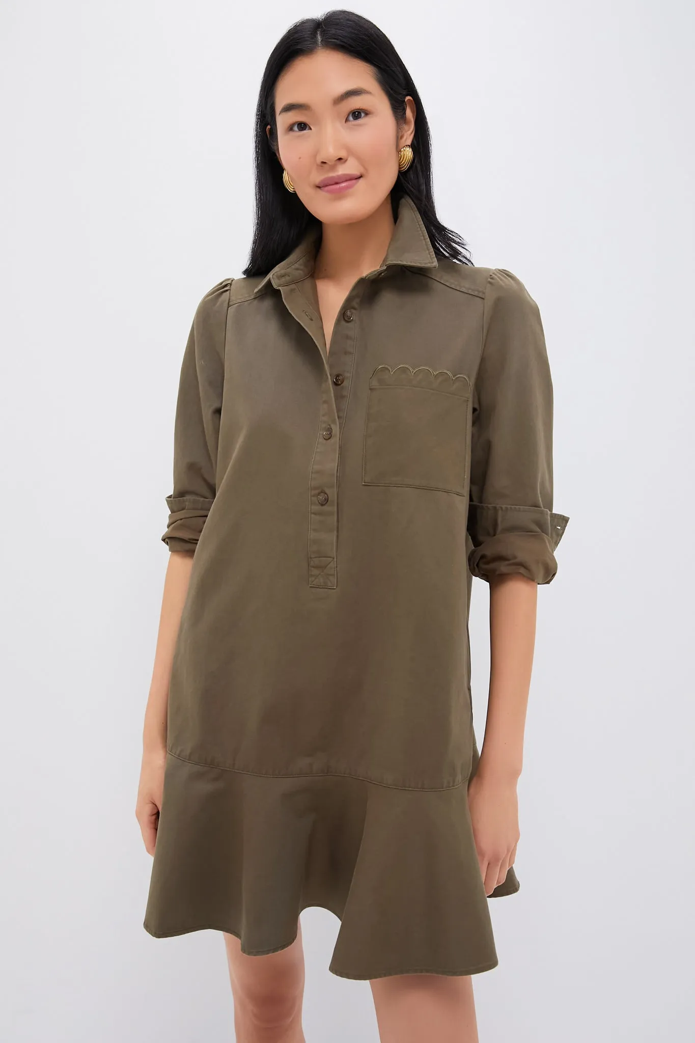 Army Green Chino Callahan Shirt Dress