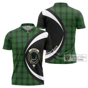 Arthur Highland Tartan Zipper Polo Shirt with Family Crest Circle Style