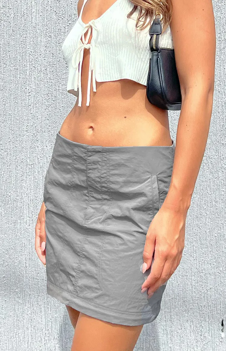 Astin Grey Cargo Midi Skirt