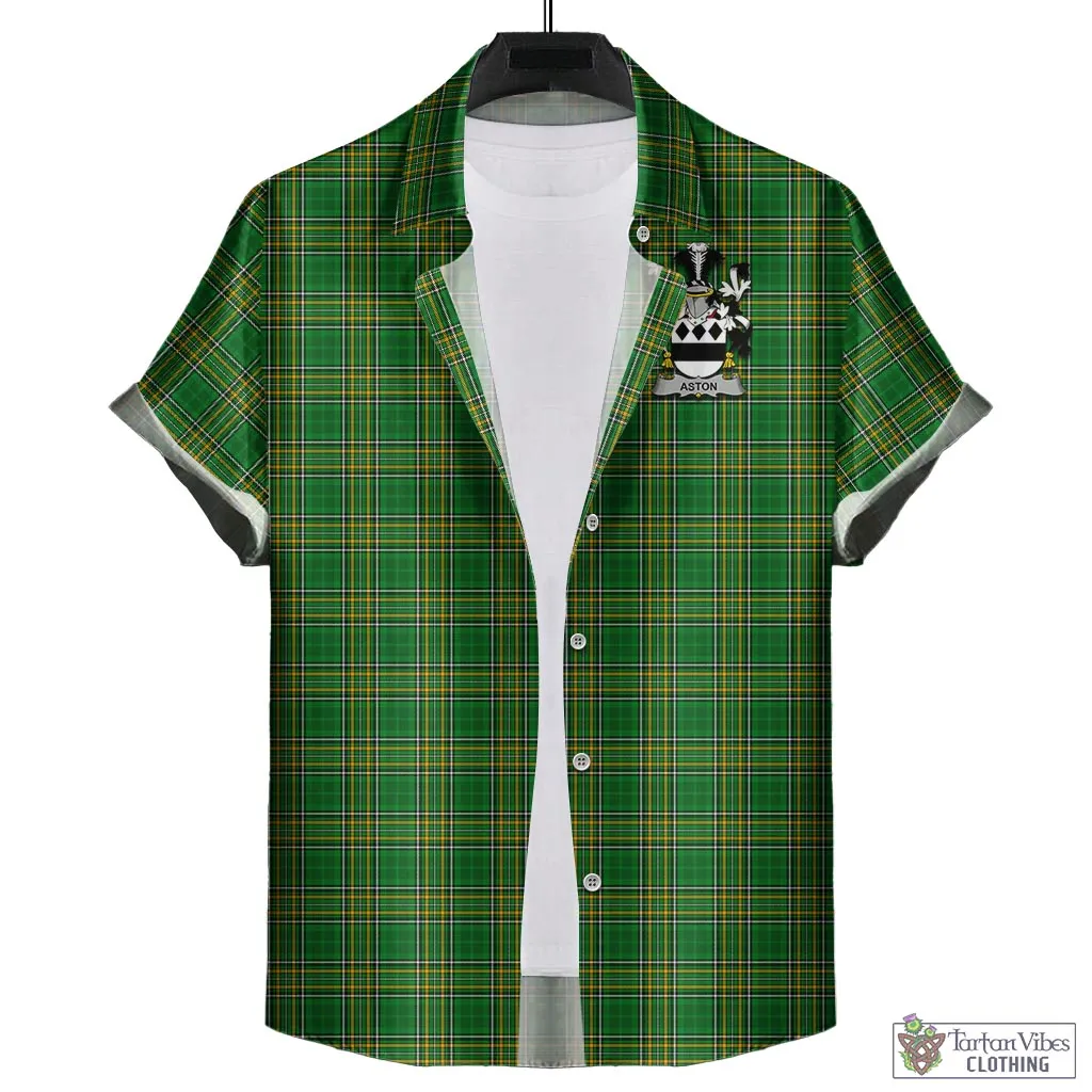 Aston Irish Clan Tartan Short Sleeve Button Up with Coat of Arms