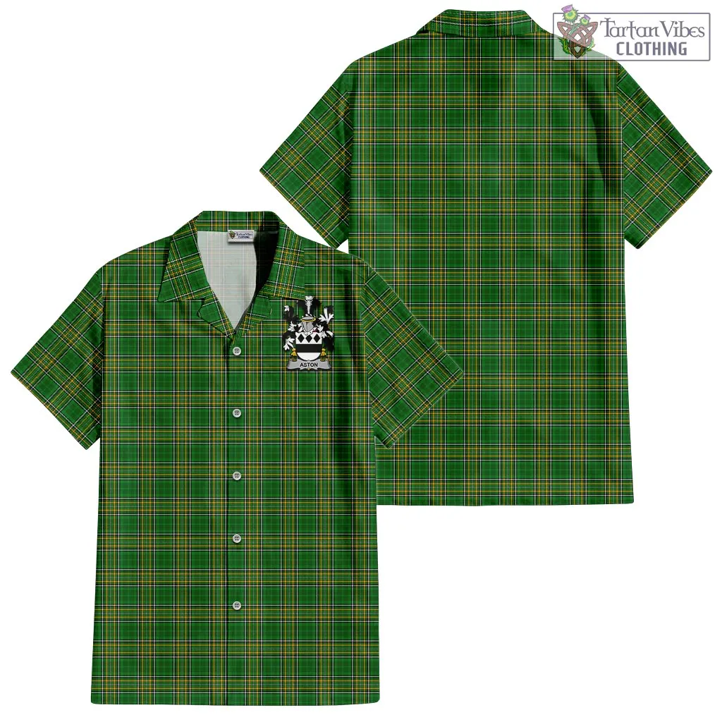 Aston Irish Clan Tartan Short Sleeve Button Up with Coat of Arms