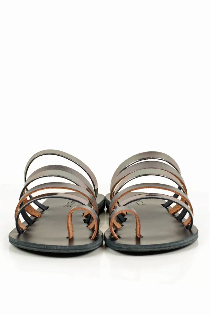 Athena Black Leather Sandals