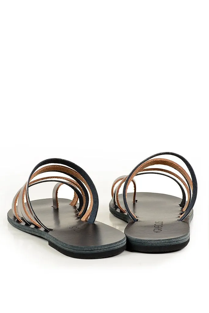 Athena Black Leather Sandals