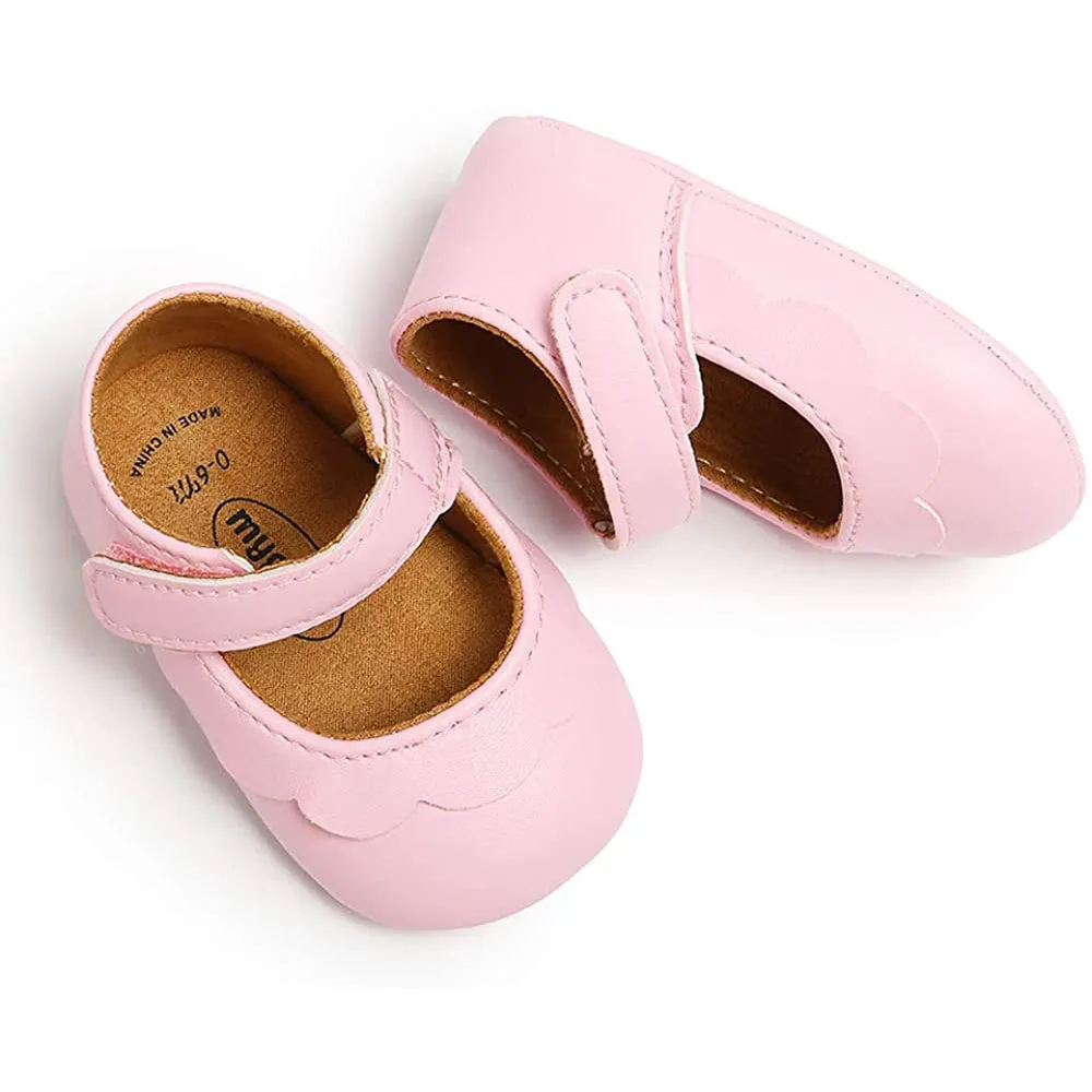 Baby Girls Mary Jane Flats Non-Slip Toddler First Walkers Princess Dress Shoes