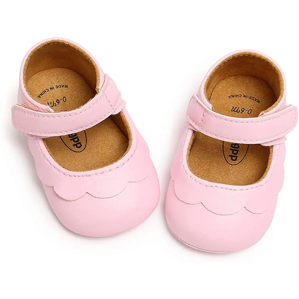 Baby Girls Mary Jane Flats Non-Slip Toddler First Walkers Princess Dress Shoes