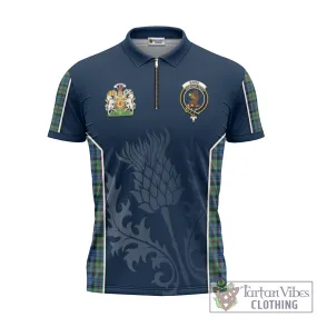 Baird Ancient Tartan Zipper Polo Shirt with Family Crest and Scottish Thistle Vibes Sport Style