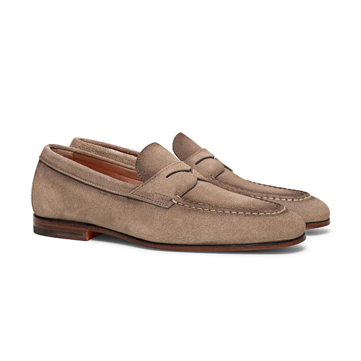 Beige Suede Slip-On Loafers