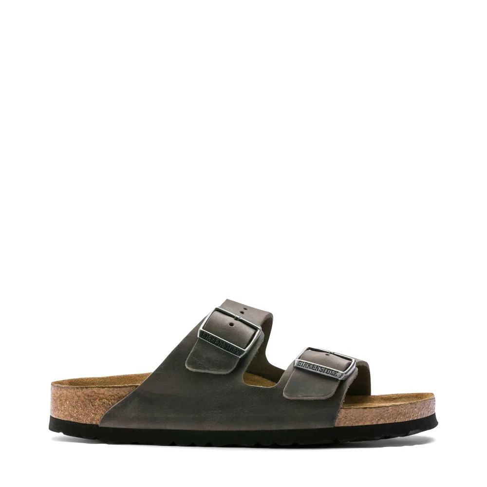 Birkenstock Arizona Oiled Leather Soft Footbed Sandal in Iron Grey