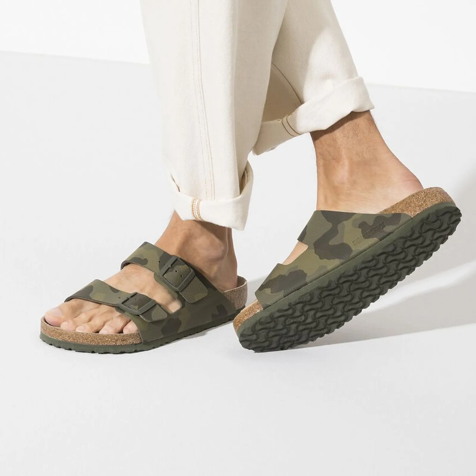 Birkenstock Arizona Soft Footbed Slide Sandal (Women) - Desert Soil Camo Green Birko-Flor