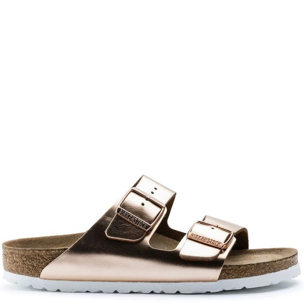 Birkenstock Women's Arizona Softbed Leather in Metallic Copper (Narrow Width)