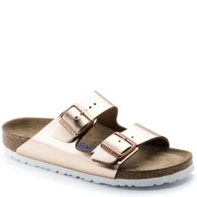 Birkenstock Women's Arizona Softbed Leather in Metallic Copper (Narrow Width)