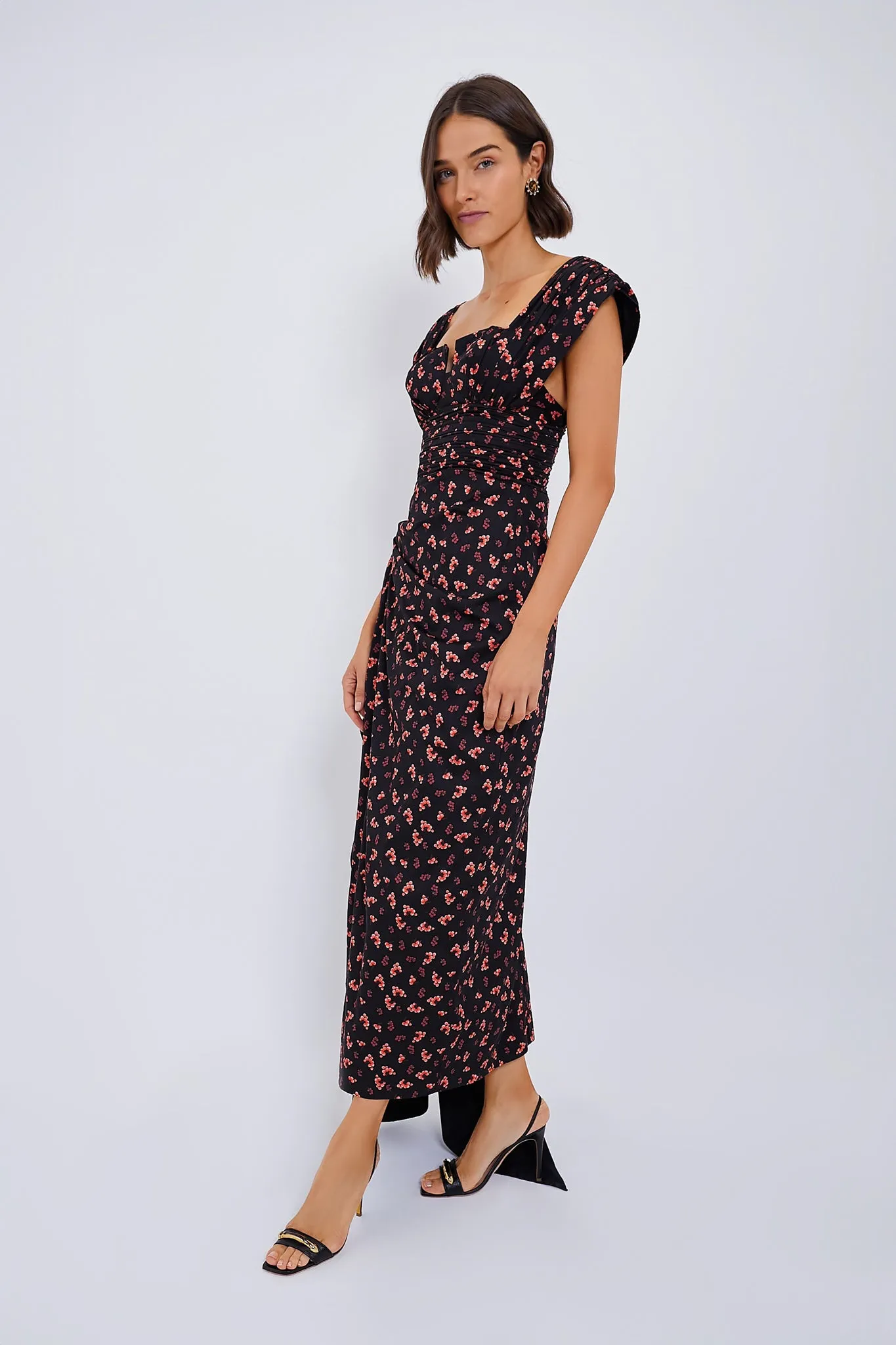 Black and Orange Flower Helen Dress