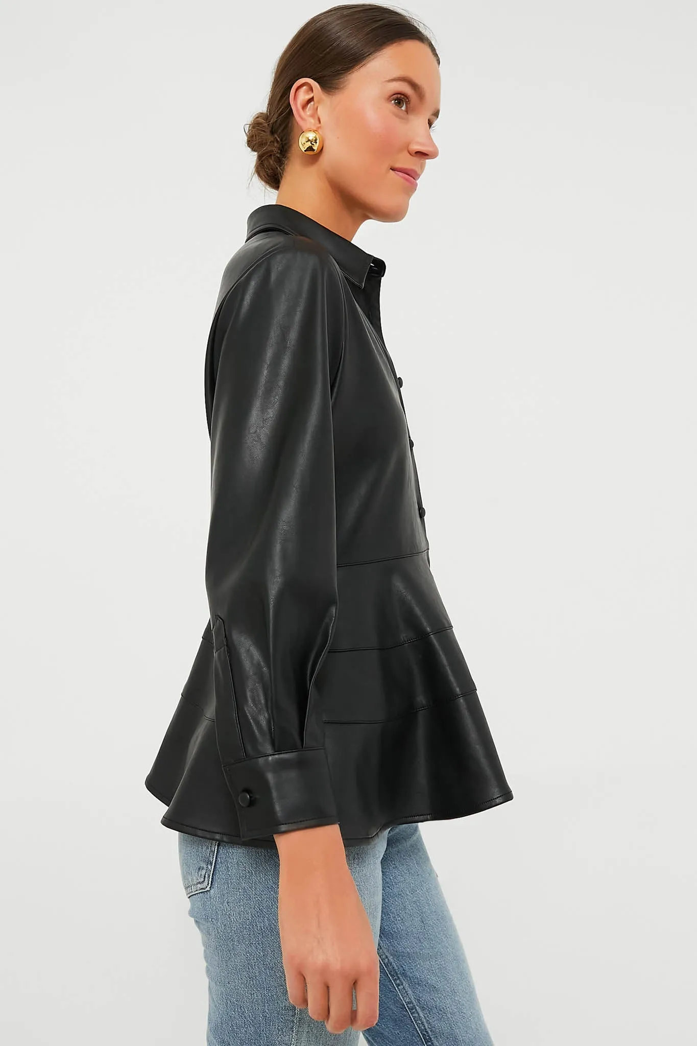 Black Leather Ashlen Blouse