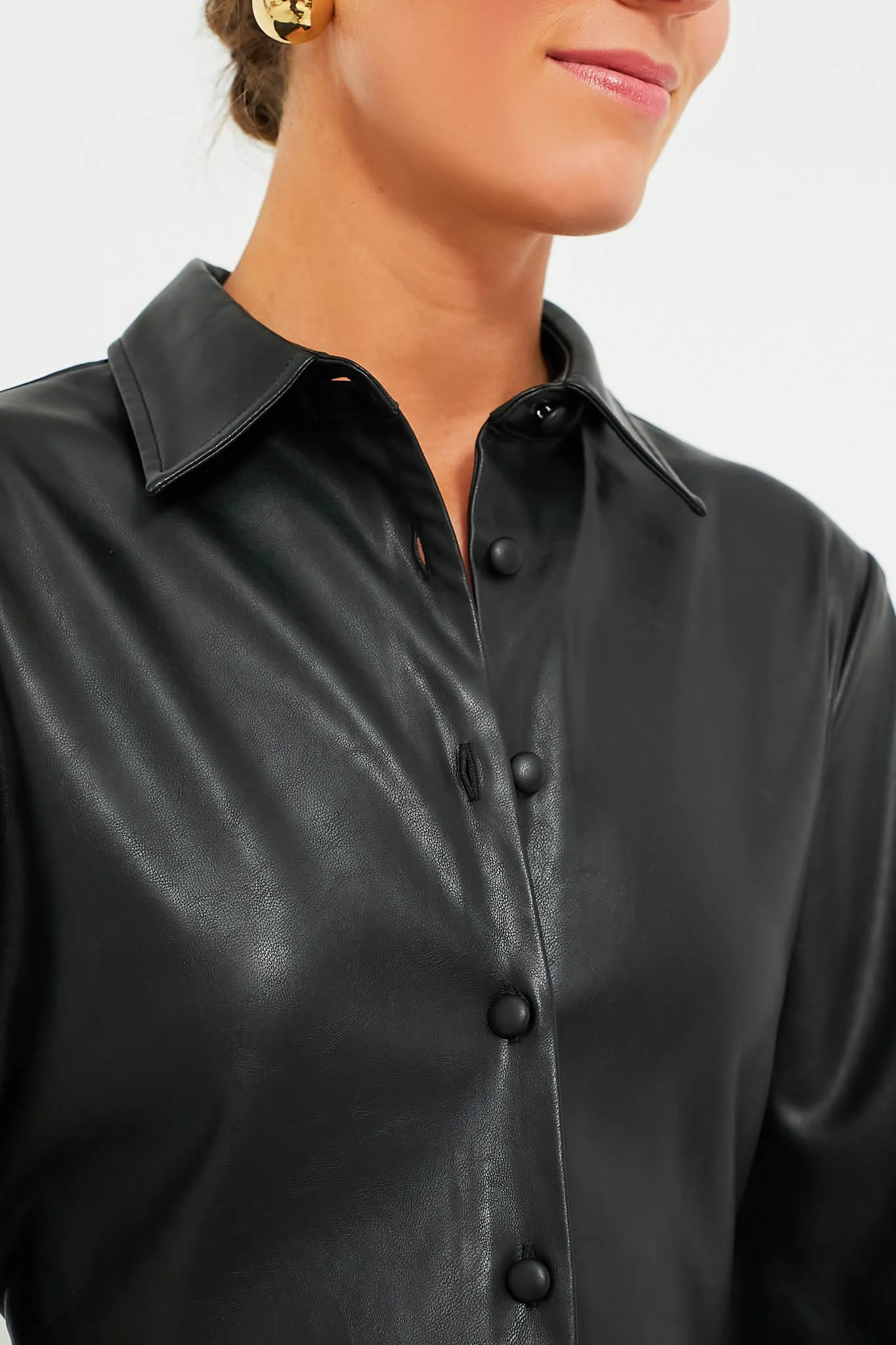 Black Leather Ashlen Blouse