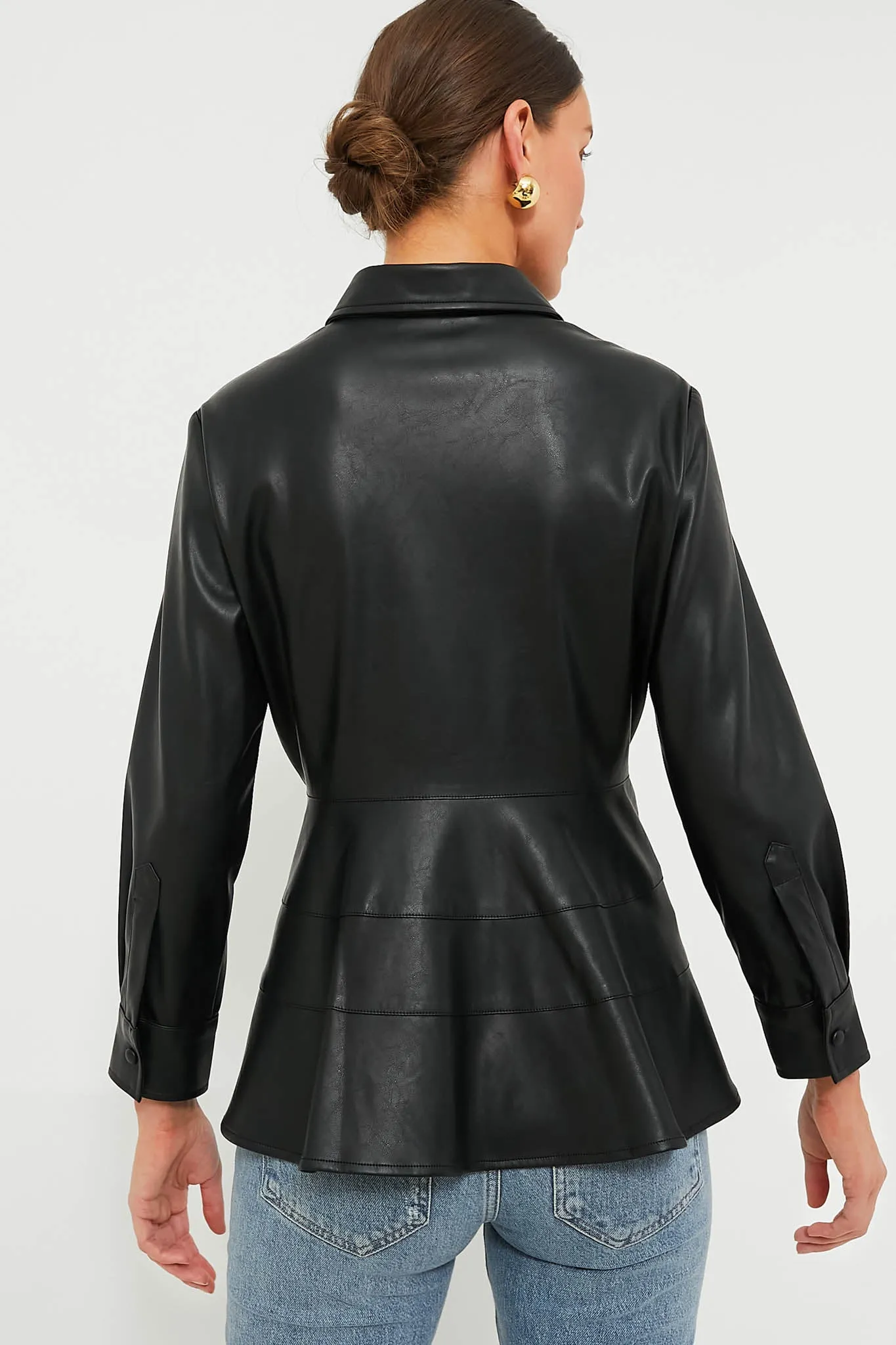 Black Leather Ashlen Blouse