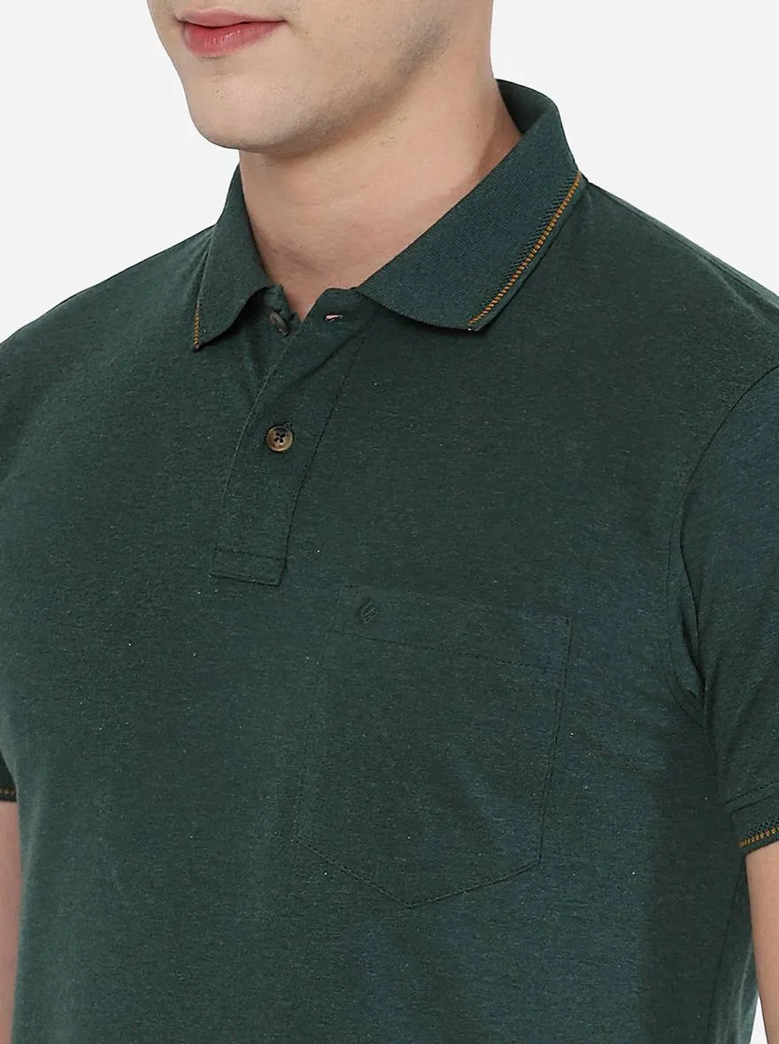 Bottel Green Solid Slim Fit Polo T-Shirt | Greenfibre