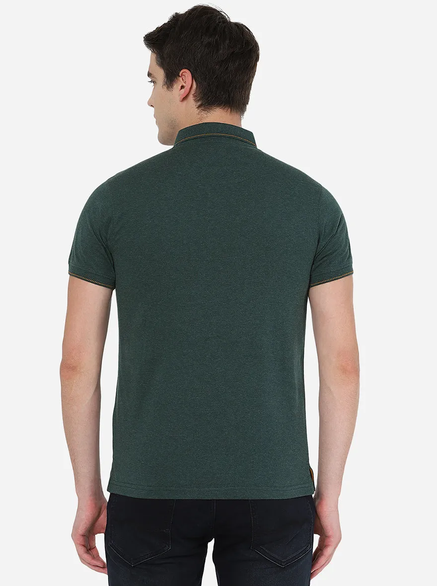 Bottel Green Solid Slim Fit Polo T-Shirt | Greenfibre