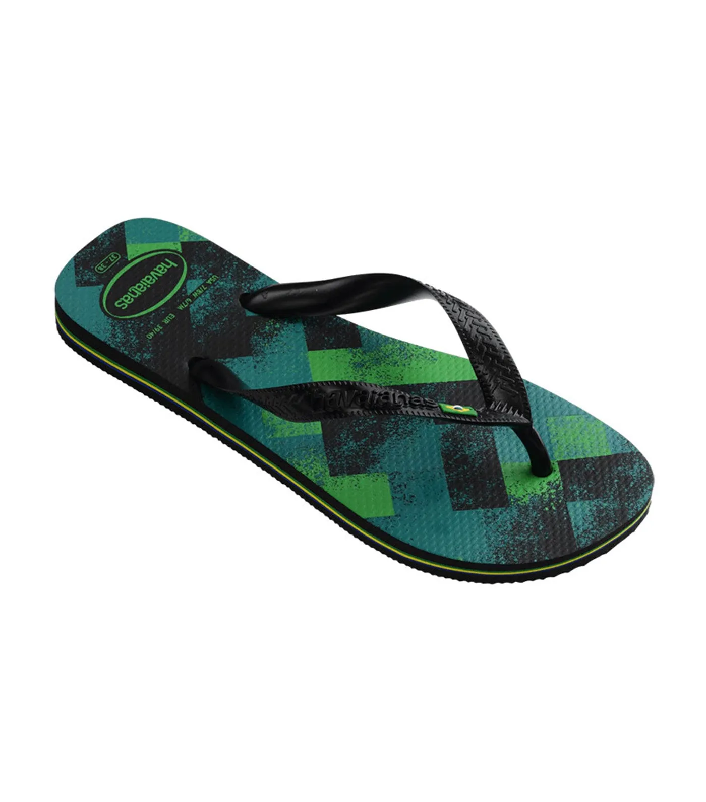 Brazil Fresh Flip Flops in Black/Black/Leaf Green