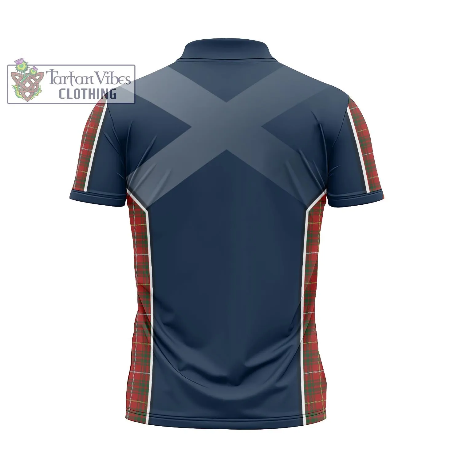 Bruce Tartan Zipper Polo Shirt with Family Crest and Scottish Thistle Vibes Sport Style