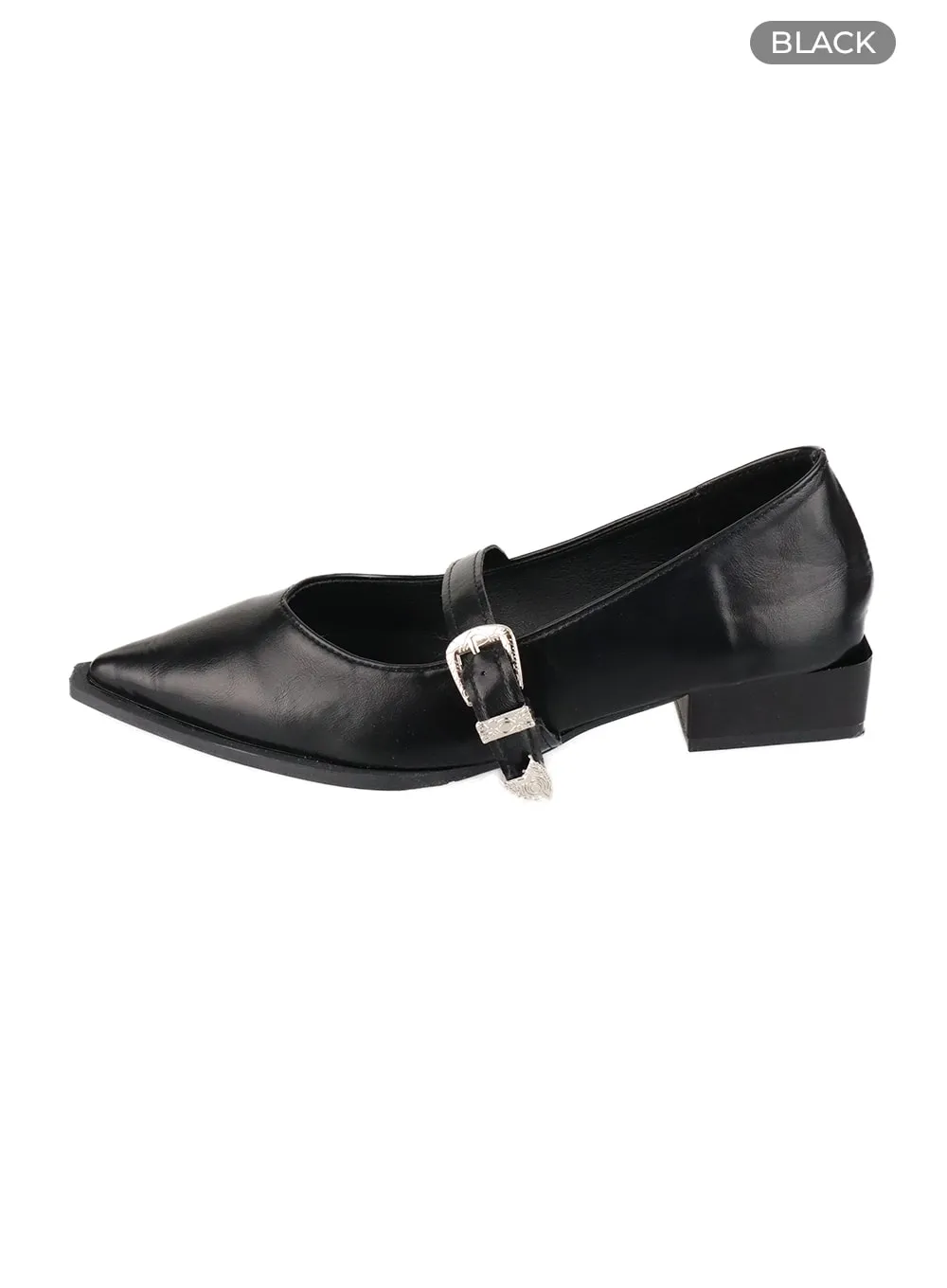 Buckle Pointed Toe Flats with Low Heels CA412