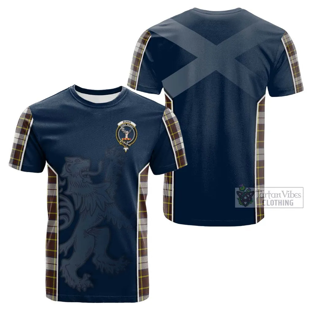 Burns Battalion Weathered Tartan Cotton T-shirt with Family Crest and Lion Rampant Vibes Sport Style