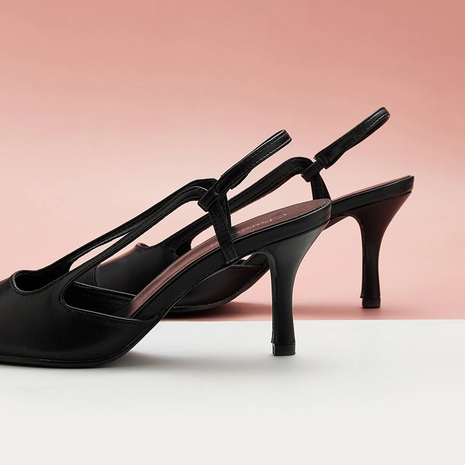 Cap-Toe Slingback Pumps (Helen) Black