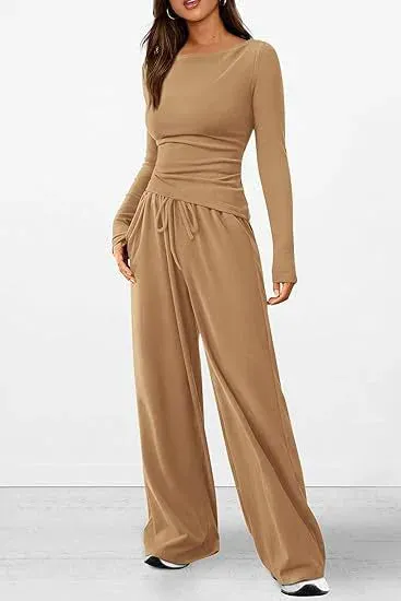 Casual Suit Long-sleeved T-shirt Wide-leg Pants