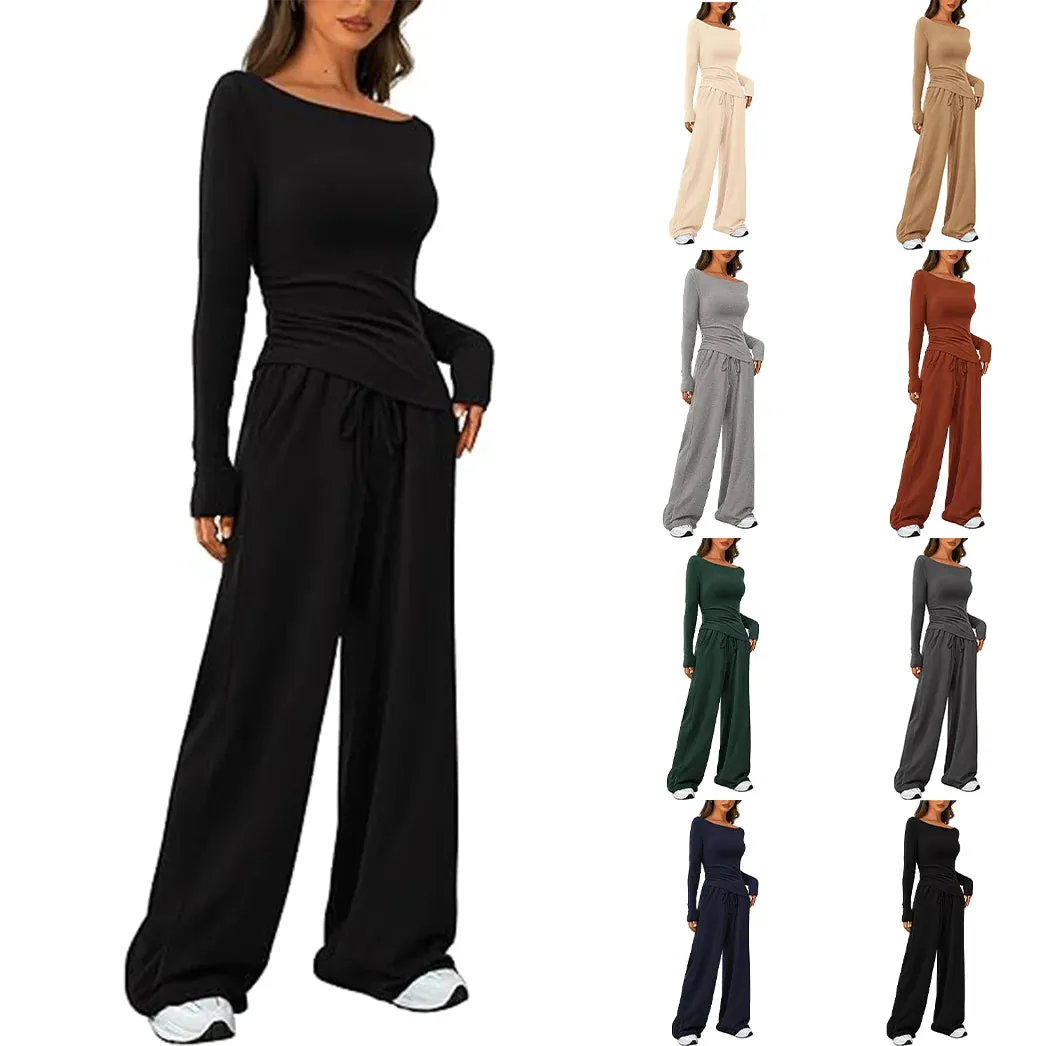 Casual Suit Long-sleeved T-shirt Wide-leg Pants