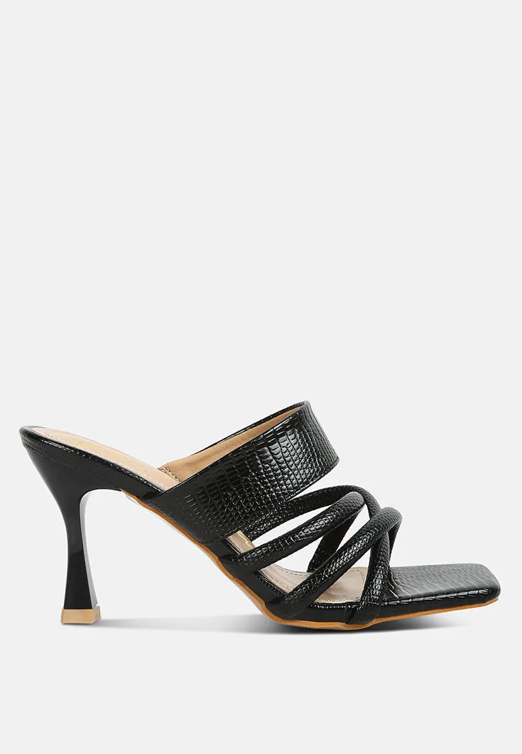 Chiri Criss Cross Strap Spool Heel Sandals