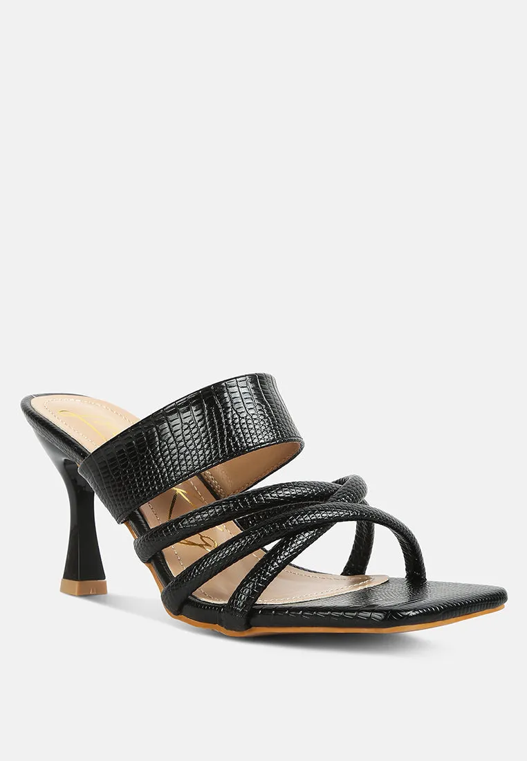 Chiri Criss Cross Strap Spool Heel Sandals